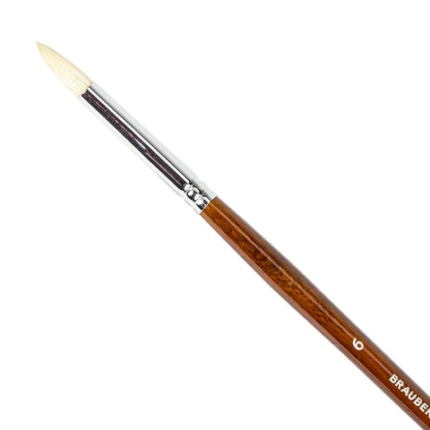 Кисти художественные BRAUBERG ART, набор 4 шт. (щетина круглая № 4, 6, плоская №