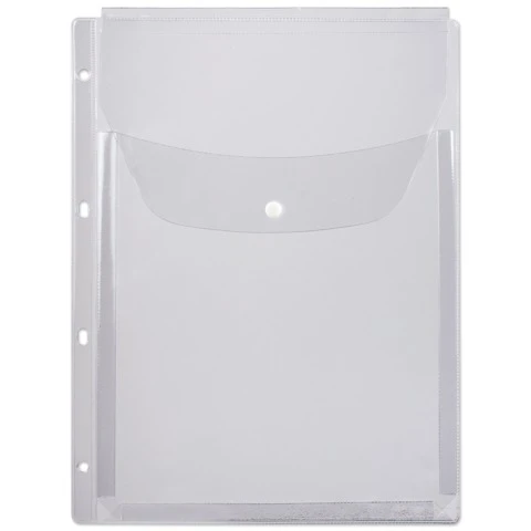 Папка-файл перфорированная, А4, объемная, до 200 листов, клапан с кнопкой, 180