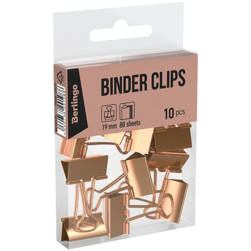 Зажимы для бумаг 19мм, Berlingo 10шт, цветные, ПВХ упак., европодвес, розовое Зажимы для бумаг 19мм, Berlingo 10шт, цветные, ПВХ упак., европодвес, розовое