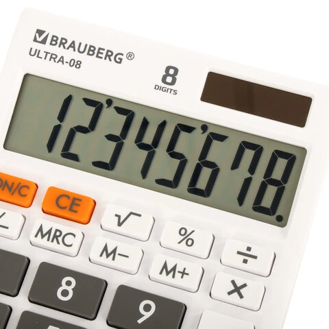 Калькулятор настольный BRAUBERG ULTRA-08-WT, КОМПАКТНЫЙ (154x115 мм), 8 Калькулятор настольный BRAUBERG ULTRA-08-WT, КОМПАКТНЫЙ (154x115 мм), 8