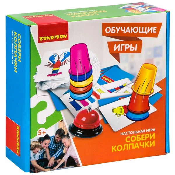 Обучающие игры Bondibon Настольная игра «СОБЕРИ КОЛПАЧКИ»