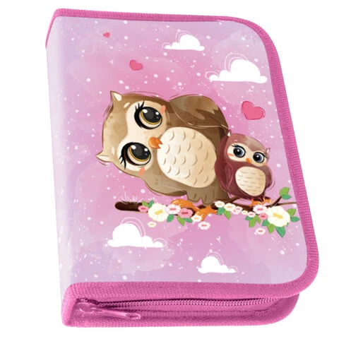 Пенал ПИФАГОР, 1 отделение, полиэстер, 19х13 см, "Cute owls", 271011