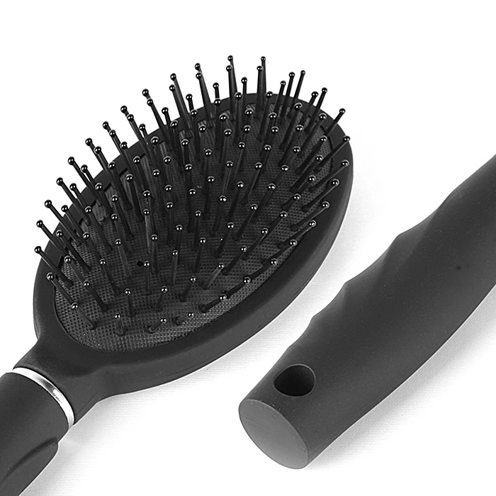 Расческа массажная овальная пластиковая черная Расческа массажная овальная пластиковая черная