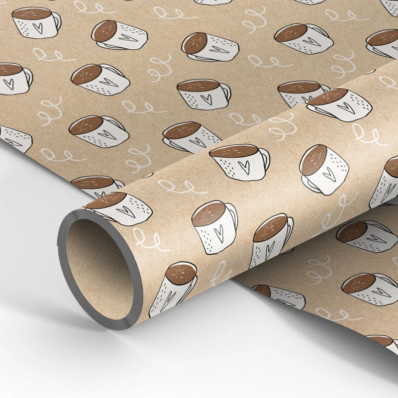 Упаковочная бумага крафт 70*100см, MESHU "Morning coffee", 70г/м2