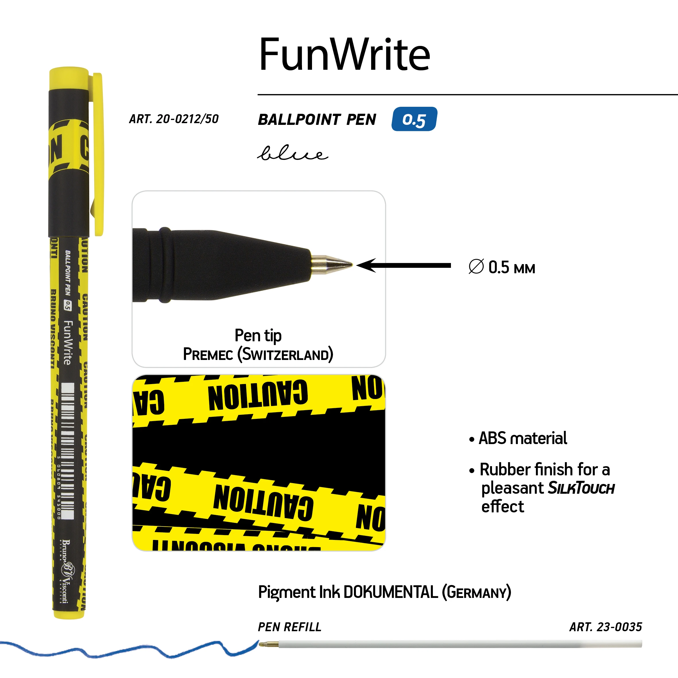 РУЧКА "FunWrite. Keep Away. Caution" ШАРИКОВАЯ, 0.5 ММ, СИНЯЯ РУЧКА "FunWrite. Keep Away. Caution" ШАРИКОВАЯ, 0.5 ММ, СИНЯЯ