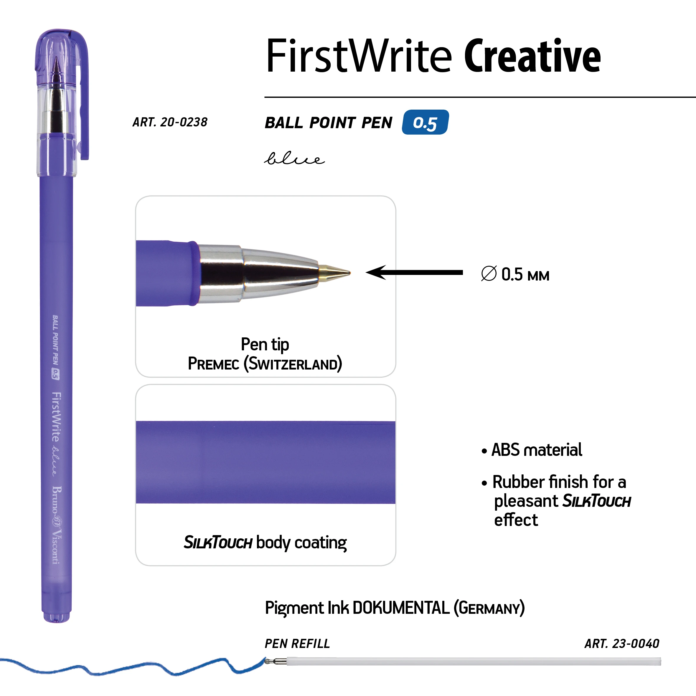 РУЧКА "FirstWrite. Creative" ШАРИКОВАЯ 0.5 ММ, СИНЯЯ (4 цвета корпуса) РУЧКА "FirstWrite. Creative" ШАРИКОВАЯ 0.5 ММ, СИНЯЯ (4 цвета корпуса)