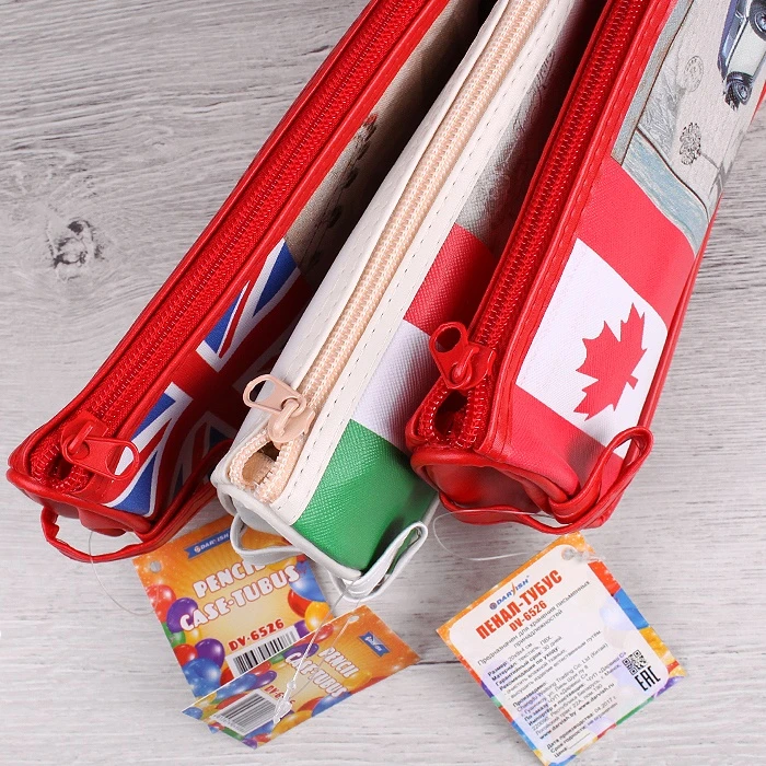 Пенал мягкий тубус "Darvish" ассорти кожзам с рисунком