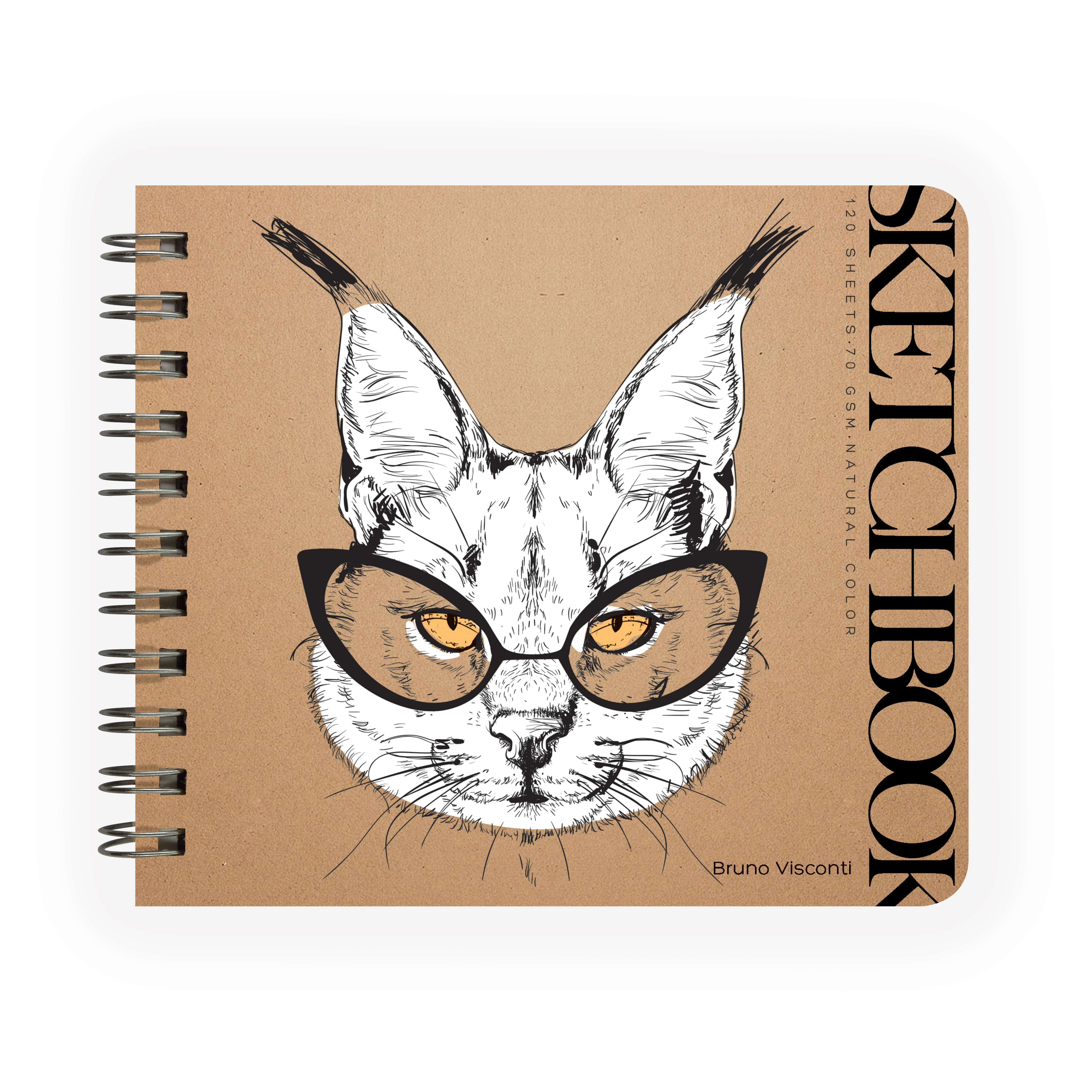SKETCHBOOK BV,180х155 мм, 120 Л. КРАФТ 70 гр. НА ГРЕБНЕ (4 ВИДА)