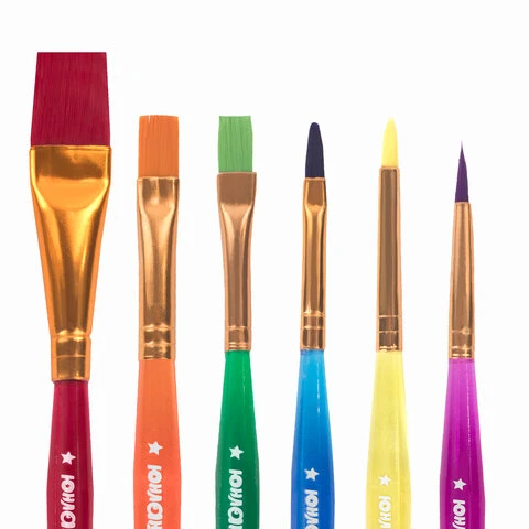 Кисти ЮНЛАНДИЯ, набор 6 шт. (синтетика круглые №2, 3, плоские №4, 5, 6, 8), Кисти ЮНЛАНДИЯ, набор 6 шт. (синтетика круглые №2, 3, плоские №4, 5, 6, 8),