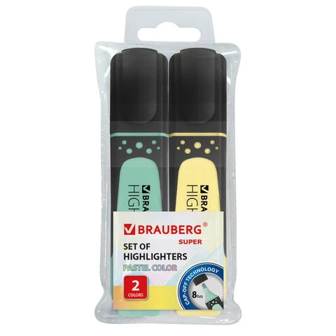Набор текстовыделителей BRAUBERG 2 шт., ВАНИЛЬ/МЯТА, "SUPER PASTEL", Набор текстовыделителей BRAUBERG 2 шт., ВАНИЛЬ/МЯТА, "SUPER PASTEL",