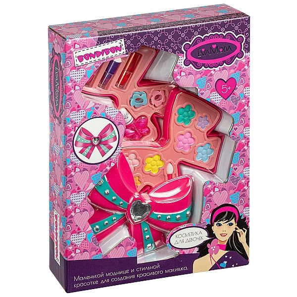 Набор детской декоративной косметики Bondibon Eva Moda, косметичка-бант, тени Набор детской декоративной косметики Bondibon Eva Moda, косметичка-бант, тени