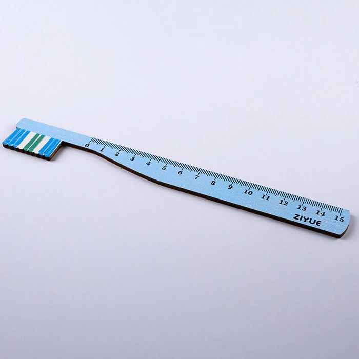 Линейка 15см деревянная "Зубная щетка" ассорти