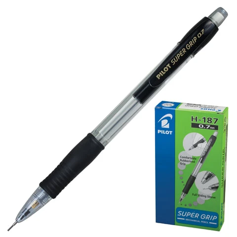 Карандаш механический PILOT H-187 "Super Grip", корпус черный, Карандаш механический PILOT H-187 "Super Grip", корпус черный,