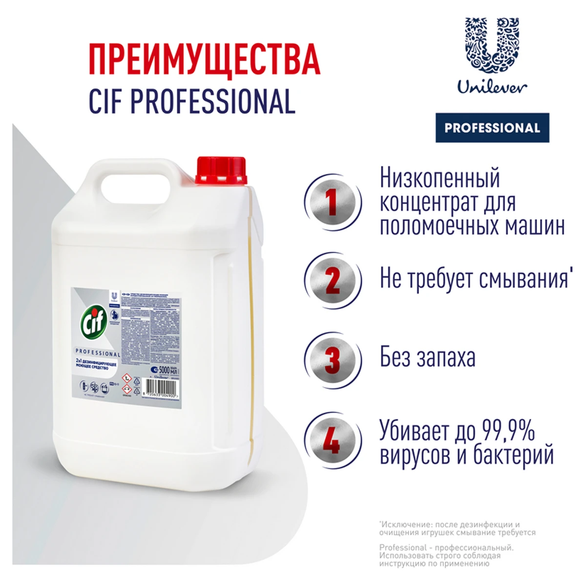 Средство моющее Cif Professional дезифицирующее, концентрированное, низкопенное, Средство моющее Cif Professional дезифицирующее, концентрированное, низкопенное,