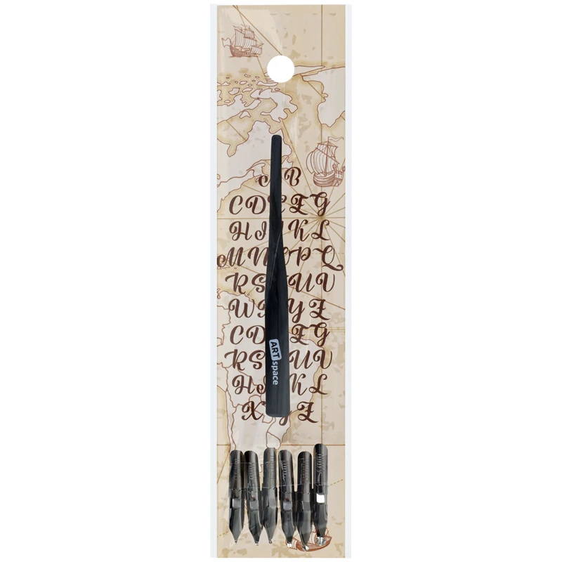 Перья каллиграфические ArtSpace, круглые, 6шт. с держателем, в пакете Перья каллиграфические ArtSpace, круглые, 6шт. с держателем, в пакете