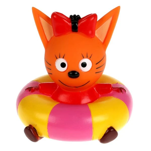 Игрушка пластизоль для ванны Три Кота Карамелька на круге, 1шт., сетка КАПИТОШКА