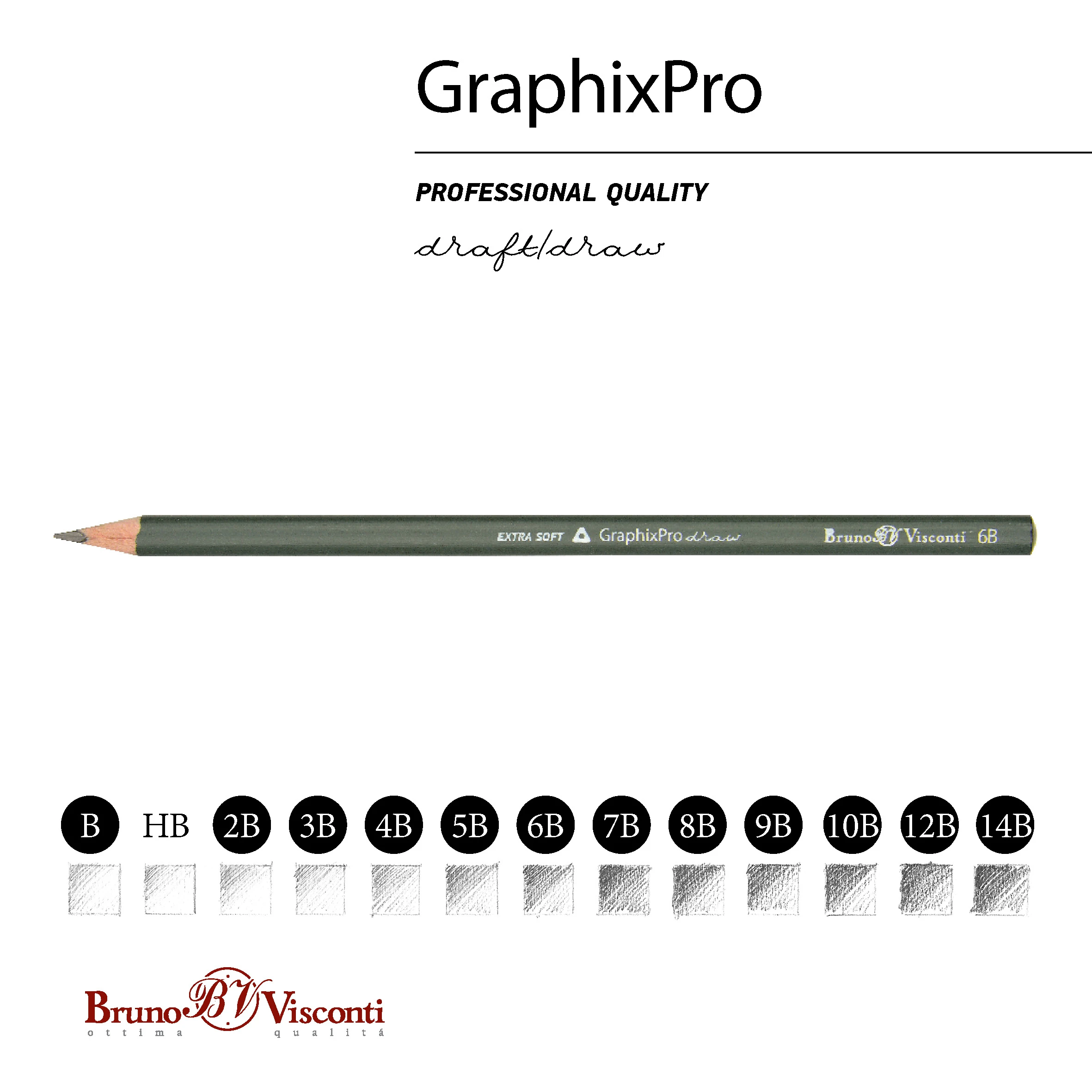 НАБОР КАРАНДАШЕЙ ЧЕРНОГРАФИТОВЫХ, 12 ШТ "GraphixPro" В-14B НАБОР КАРАНДАШЕЙ ЧЕРНОГРАФИТОВЫХ, 12 ШТ "GraphixPro" В-14B
