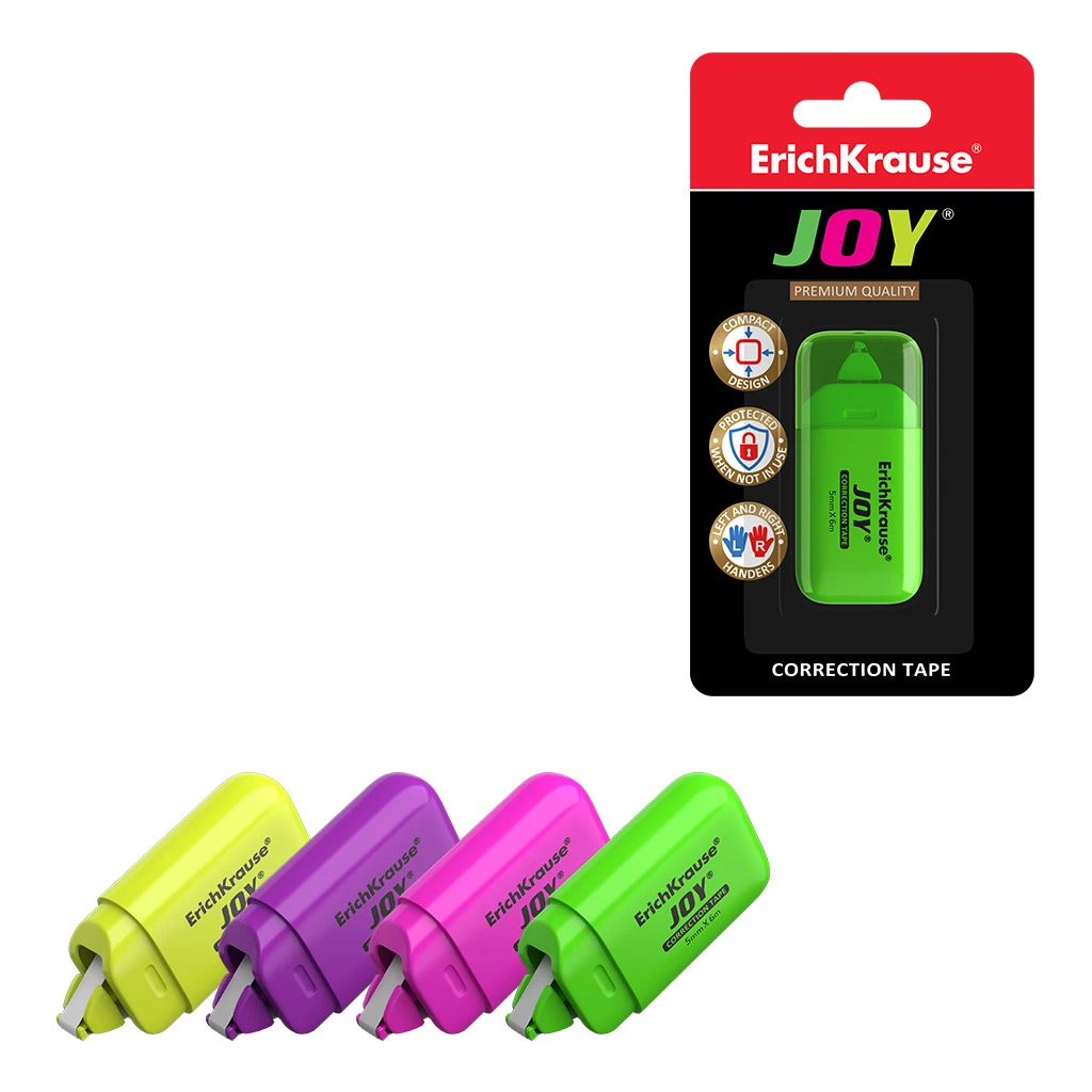 Корректирующая лента ErichKrause® JOY, 5мм х 6м (в блистере по 1 шт.) Корректирующая лента ErichKrause® JOY, 5мм х 6м (в блистере по 1 шт.)