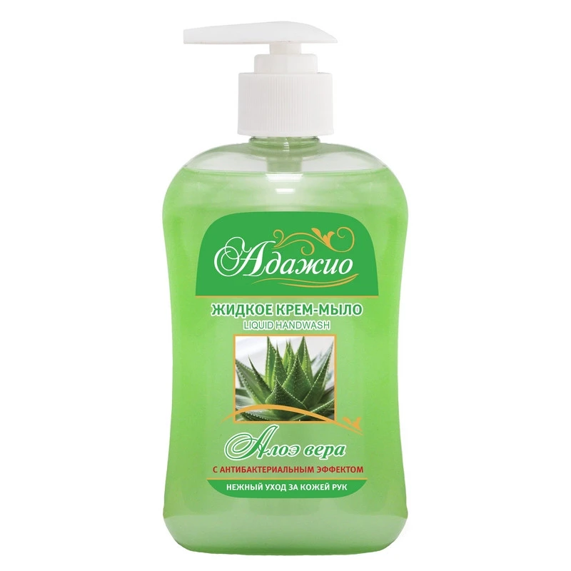 Крем-мыло жидкое Адажио перл с антибак эффек 500мл Алоэ Вера с дозатором