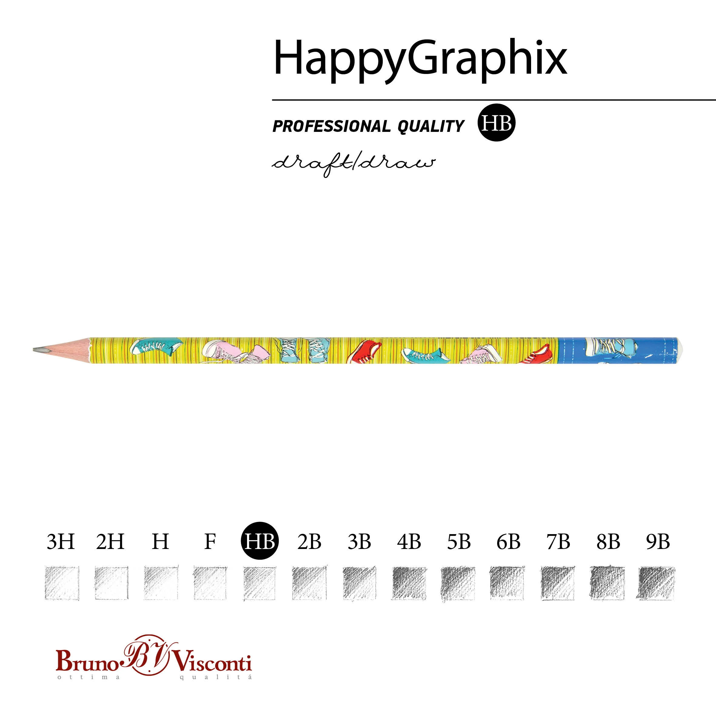КАРАНДАШ ЧЕРНОГРАФИТОВЫЙ "HappyGraphix" КЕДЫ НВ
