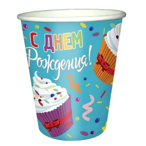 Стаканы бумажные Капкейки 200мл. 6шт.
