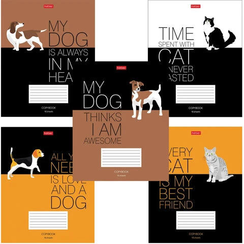 Тетрадь 18 л. HATBER клетка, обложка картон, "Умные звери" (5 видов в Тетрадь 18 л. HATBER клетка, обложка картон, "Умные звери" (5 видов в