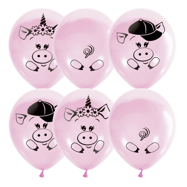 12"/30см Декоратор PINK (шелк) 2 ст. рис Хрюшки 25шт 12"/30см Декоратор PINK (шелк) 2 ст. рис Хрюшки 25шт