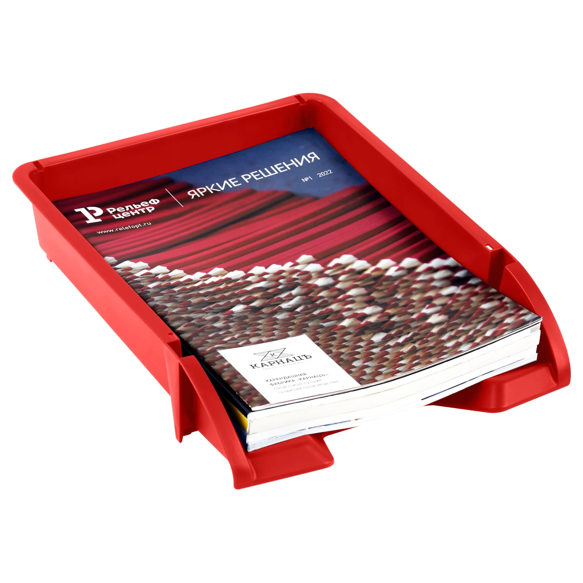 Лоток для бумаг горизонтальный СТАММ "Лидер", красный Лоток для бумаг горизонтальный СТАММ "Лидер", красный