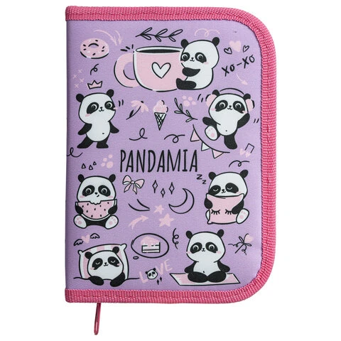Пенал ПИФАГОР, 1 отделение, 1 откидная планка, полиэстер, 19х13 см, "Panda