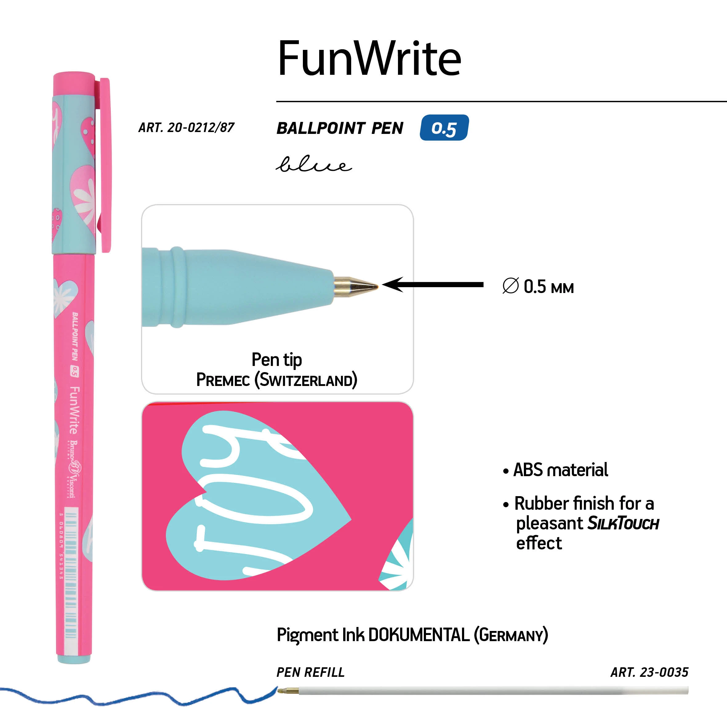 РУЧКА "FunWrite. Сердечки. Эмоции. Малина" ШАРИКОВАЯ 0.5 ММ, СИНЯЯ РУЧКА "FunWrite. Сердечки. Эмоции. Малина" ШАРИКОВАЯ 0.5 ММ, СИНЯЯ