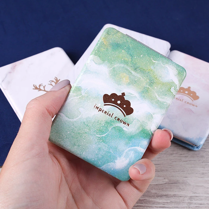 Зеркало складное прямоугольное 5*7см двойное на магните "Мрамор"