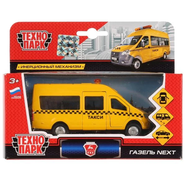 Машина металл ГАЗЕЛЬ NEXT ТАКСИ, 12 см, двери, инерция, Технопарк