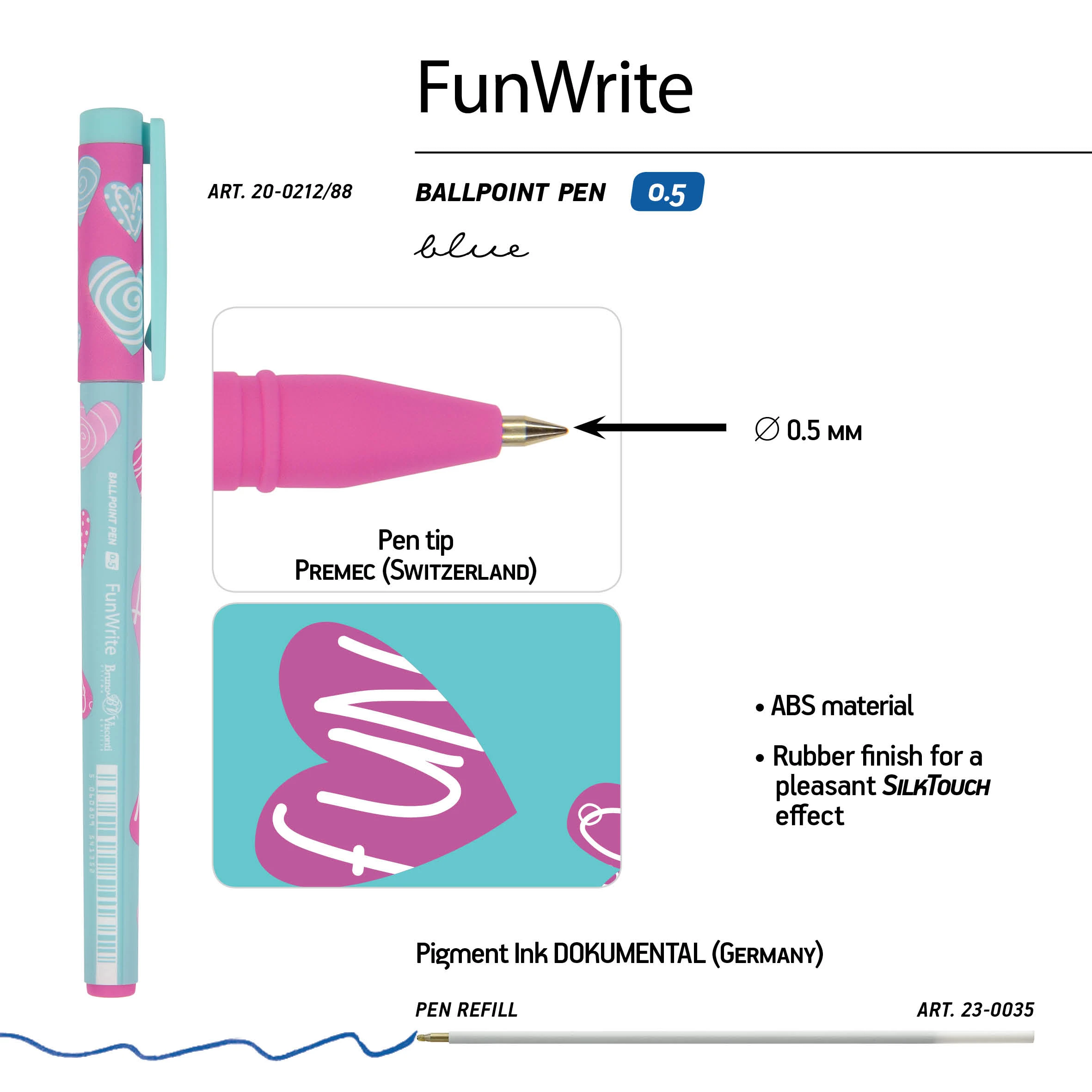 РУЧКА "FunWrite. Сердечки. Эмоции. Бирюза" ШАРИКОВАЯ 0.5 ММ, СИНЯЯ РУЧКА "FunWrite. Сердечки. Эмоции. Бирюза" ШАРИКОВАЯ 0.5 ММ, СИНЯЯ