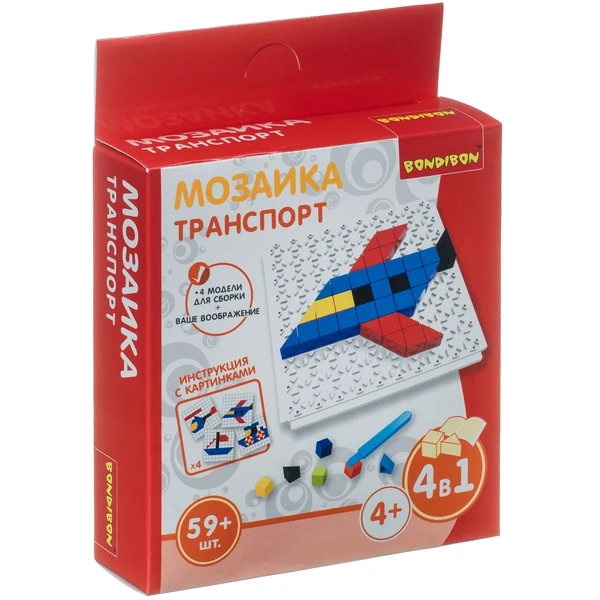 Логические, развивающие игры и игрушки Bondibon Мозаика «ТРАНСПОРТ», 59 деталей Логические, развивающие игры и игрушки Bondibon Мозаика «ТРАНСПОРТ», 59 деталей