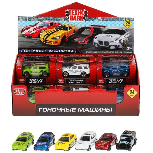 Машина металлическая ГОНОЧНЫЕ МАШИНЫ 8 см, в ассорт, дисп. Технопарк