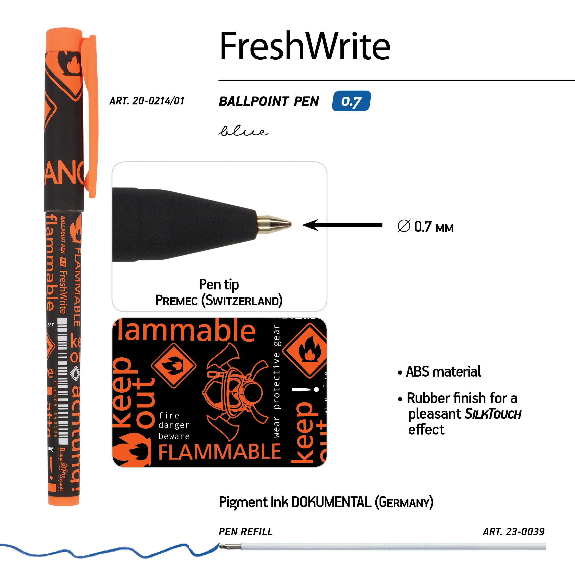 РУЧКА "FreshWrite. Огнеопасно!" ШАРИКОВАЯ 0.7 ММ, СИНЯЯ РУЧКА "FreshWrite. Огнеопасно!" ШАРИКОВАЯ 0.7 ММ, СИНЯЯ