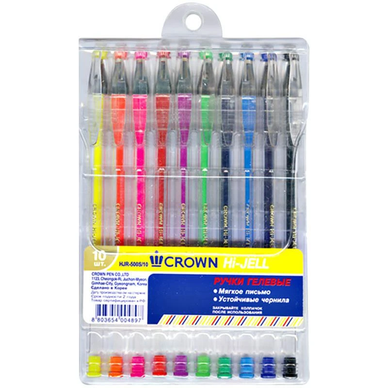Набор гелевых ручек 10цв., 0,5мм, европодвес: HJR-500SET/10 штр.:  8803654004897