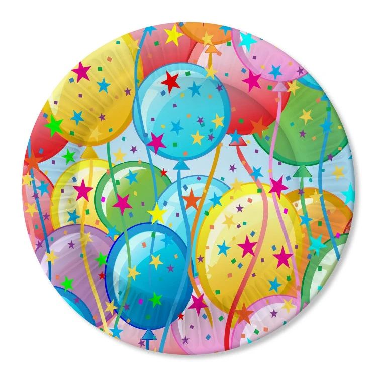 Набор бумажных тарелок Шары, 6 штук d=180 мм.