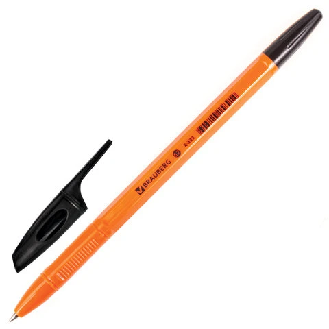 Ручка шариковая BRAUBERG "X-333 Orange", ЧЕРНАЯ, корпус оранжевый, Ручка шариковая BRAUBERG "X-333 Orange", ЧЕРНАЯ, корпус оранжевый,