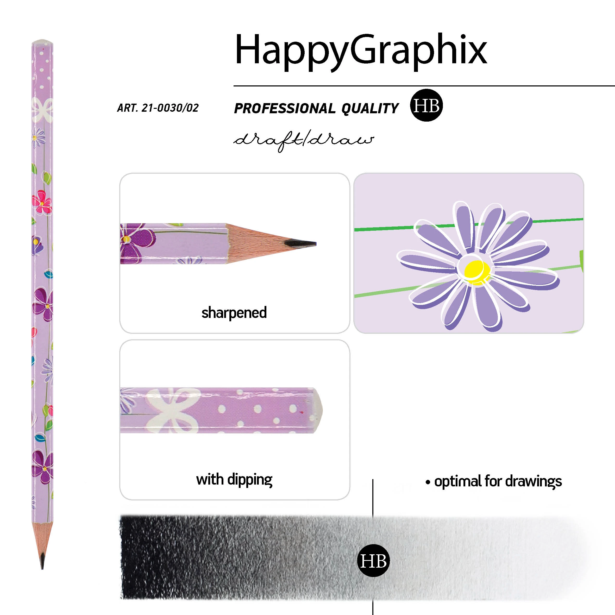КАРАНДАШ ЧЕРНОГРАФИТОВЫЙ "HappyGraphix" ЦВЕТОЧКИ НВ КАРАНДАШ ЧЕРНОГРАФИТОВЫЙ "HappyGraphix" ЦВЕТОЧКИ НВ