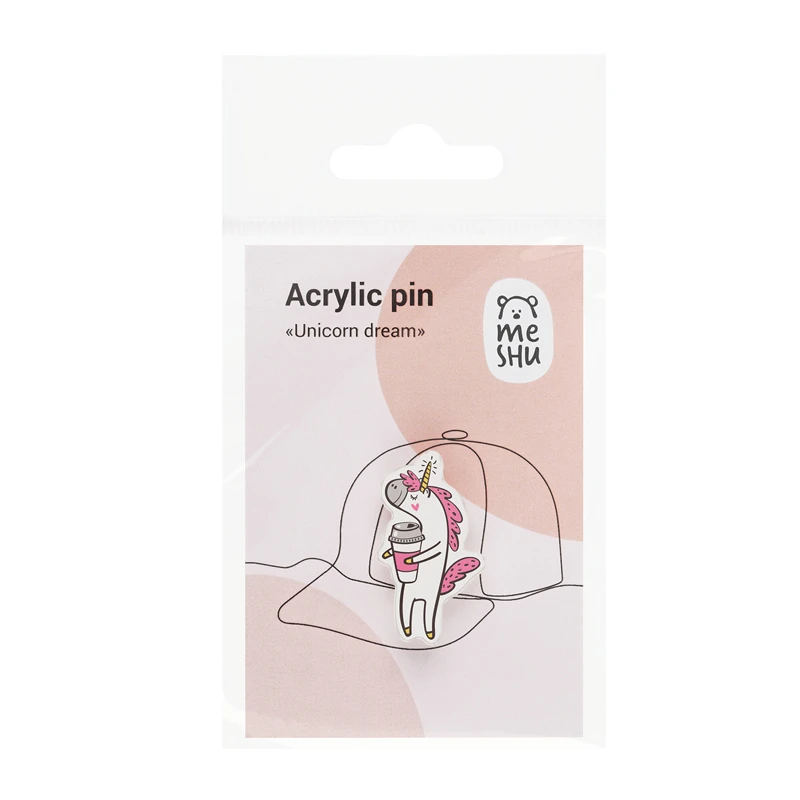 Значок акриловый MESHU "Unicorn dream", прямая УФ-печать, 2,2*3,7см Значок акриловый MESHU "Unicorn dream", прямая УФ-печать, 2,2*3,7см