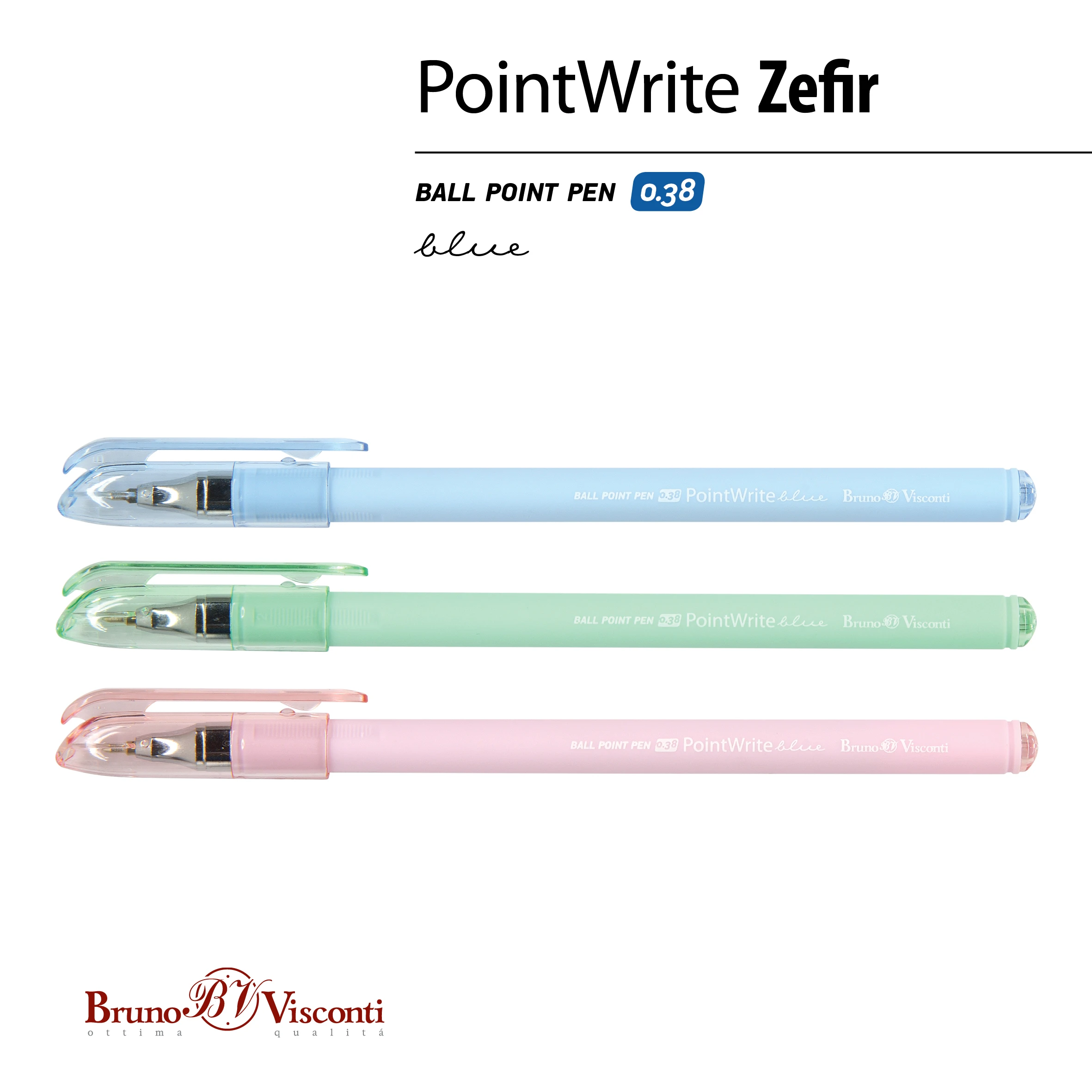 РУЧКА "PointWrite.ZEFIR" ШАРИКОВАЯ 0.38 ММ, СИНЯЯ (3 цвета корпуса) РУЧКА "PointWrite.ZEFIR" ШАРИКОВАЯ 0.38 ММ, СИНЯЯ (3 цвета корпуса)