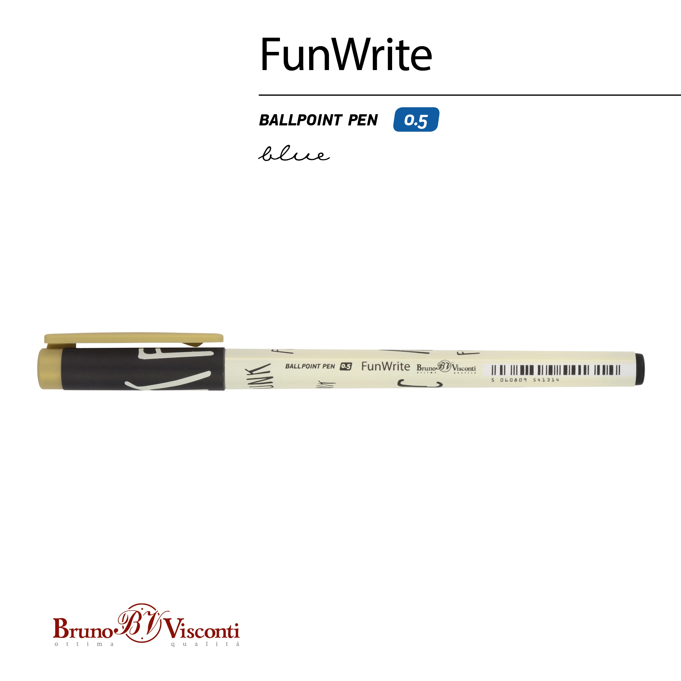 РУЧКА "FunWrite. Музыка. Золотой саксофон" ШАРИКОВАЯ 0.5 ММ, СИНЯЯ
