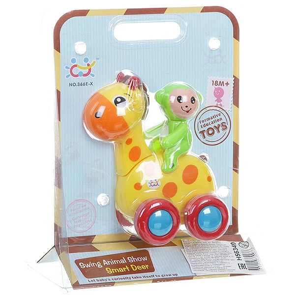 Игрушка пластиковая развивающая животные с всадником на колесах Игрушка пластиковая развивающая животные с всадником на колесах