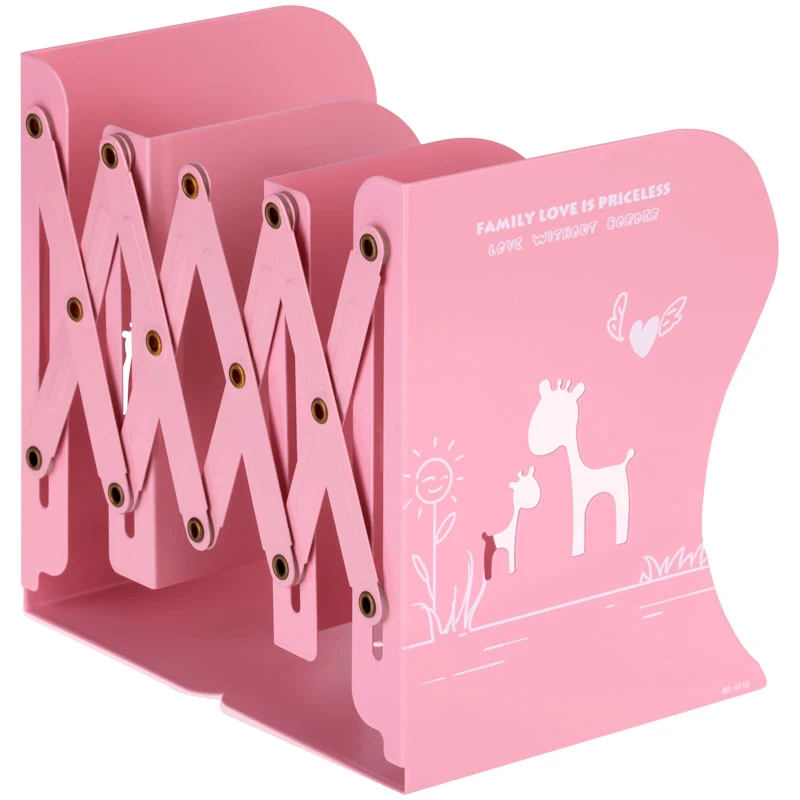 Подставка для книг MESHU, 3 отделения, раздвижная, розовая