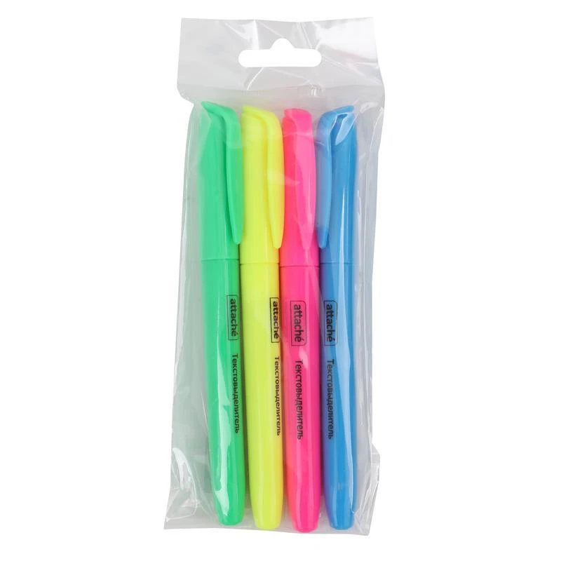 Набор маркеров текстовыделителей ATTACHE набор 4 цвета, 1-3,9 мм