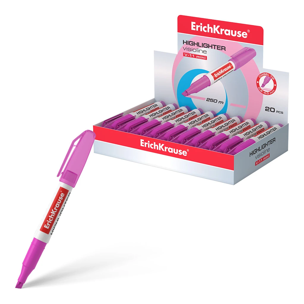 Текстмаркер ErichKrause® Visioline V-11 Mini, цвет чернил розовый (в