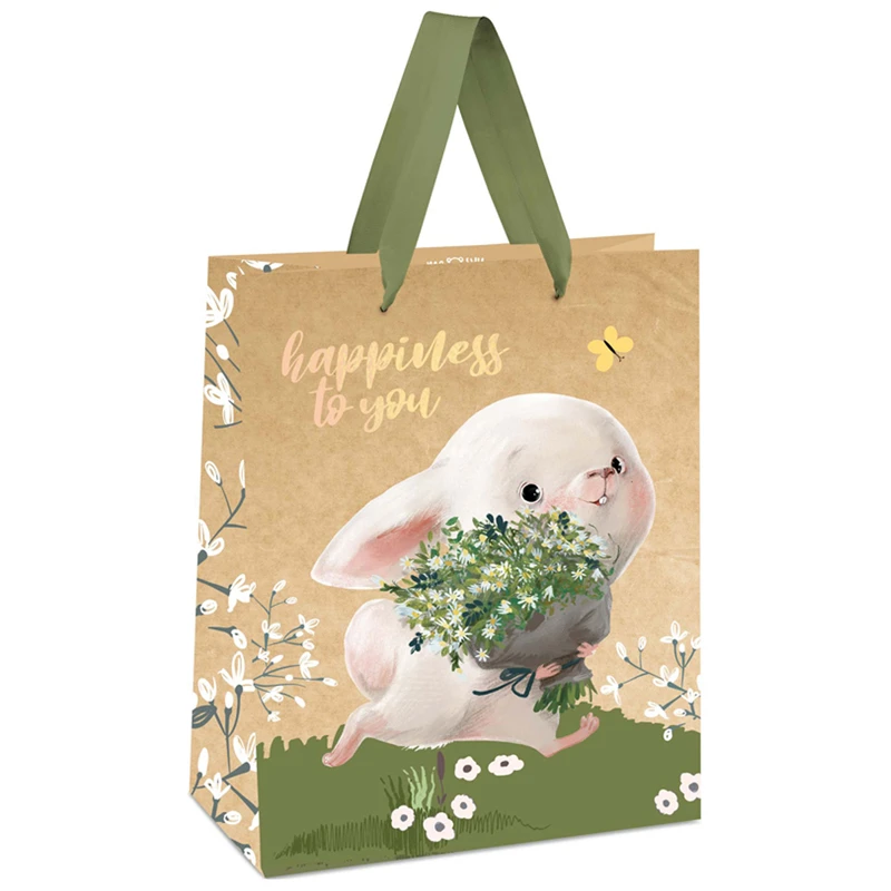 Пакет подарочный 11*14*6,5см, MESHU "Happiness to you", отд. фольгой,