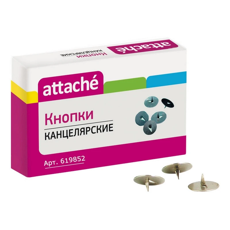 Кнопки Attache, 12мм, металлические 100 шт. карт.уп. Кнопки Attache, 12мм, металлические 100 шт. карт.уп.