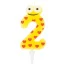Свеча-цифра для торта "2" "С глазками", 6 см, ЗОЛОТАЯ